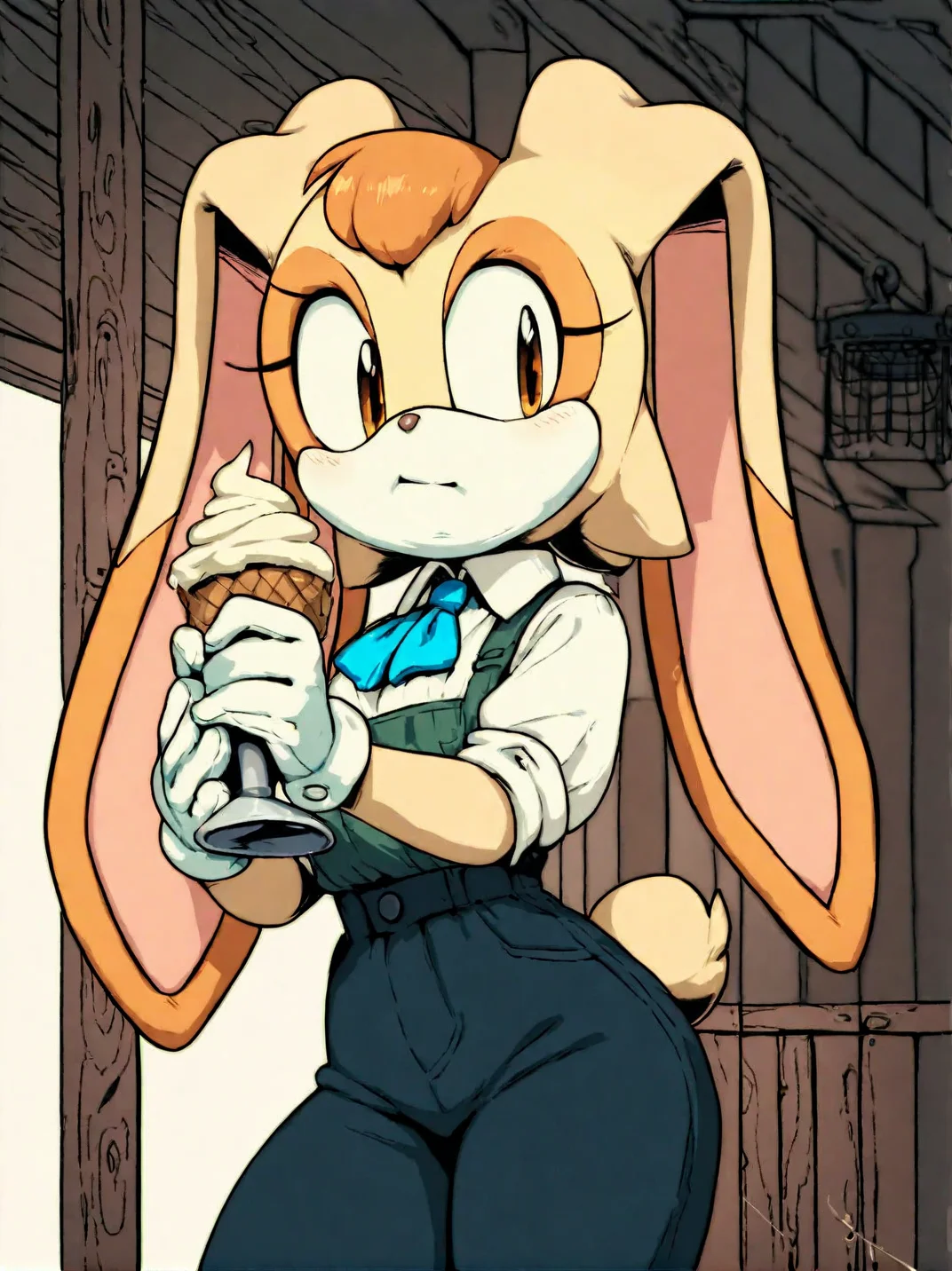 <lora:Argento_V2_Style_PonyXL_r2:0.8> by sonicboom53, argento, score_9, score_8_up, score_7_up, score_6_up, score_5_up, score_4_up, source_furry, source_cartoon, rating_safe, clothed, clothing, at a winery, Cream the Rabbit, sonic the hedgehog \(series\)