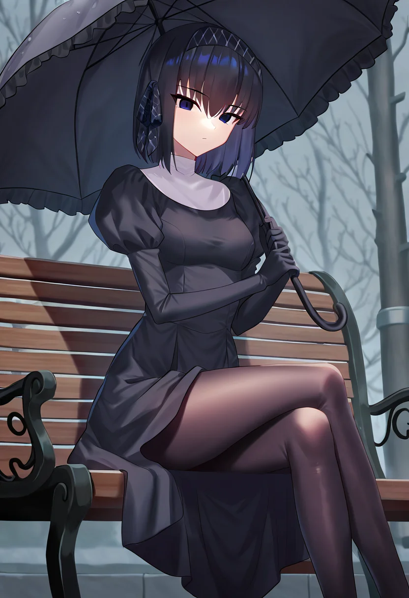 1girl, solo, kuonji alice, questionable, holding umbrella, looking at viewer, crossed legs, bench,
masterpiece, best quality, 8k, absurdres, very aesthetic, kuonji
<lora:Kuonji_ailce:0.8>