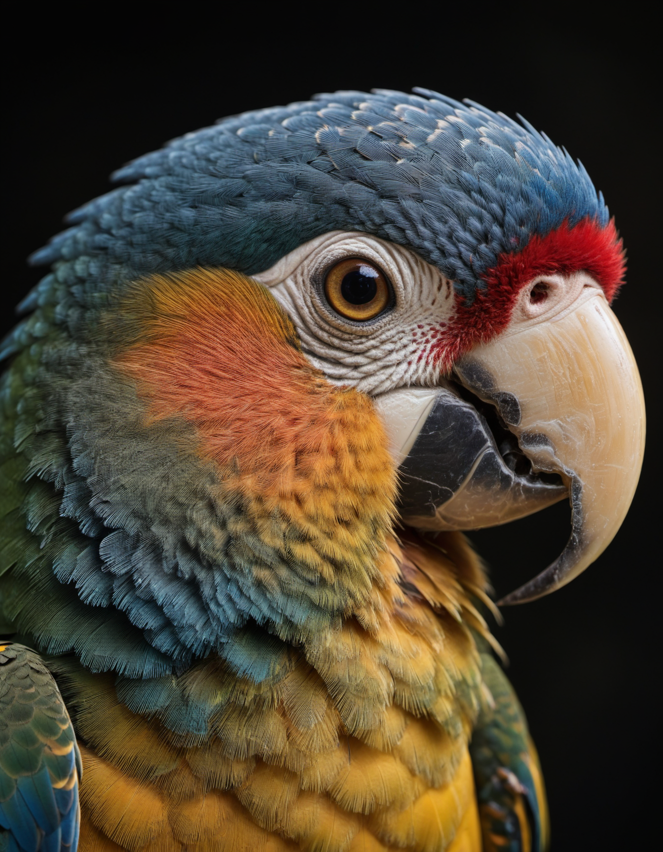 by Wim Wenders, futuristic-futuristic, (ara parrot, extreme closeup macro photography from the eye area, side view but beautiful:1.4), (intricate details, masterpiece, best quality:1.4) , in the style of nicola samori,
hasselblad x2D 100c, ISO 300, 1/250s, F/2,8, 38 mm, extremely high quality RAW photograph, intricate, Exquisite details and textures, highly detailed, ultra detailed photograph, warm lighting, 4k, sharp focus, high resolution, detailed skin, detailed eyes, 8k uhd, dslr, high quality, film grain, Fujifilm XT3
looking at viewer
<lora:epi_noiseoffset2:0.5> <lora:add-detail-xl:2> <lora:xl_more_art-full_v1:0.5>  <lora:NicolaSamori:0.7>