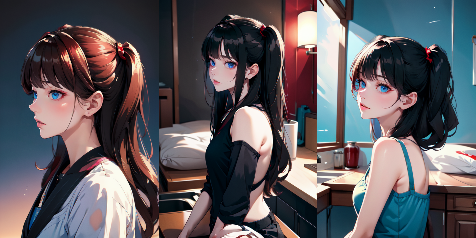 highly insanely detailed, masterpiece, top quality, best quality, highres, 4k, 8k, RAW photo, (very aesthetic, beautiful and aesthetic), two side up, 
__lazy-wildcards/dataset/background-color__, 
<lora:two_side_up-1.0:1>âââ