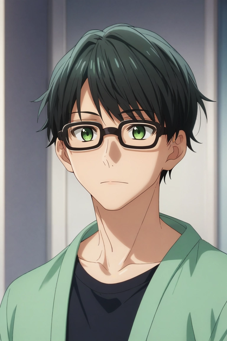 score_9, score_8_up, score_7_up, source_anime, rating_safe, intricate details, (3d:0.4), , depth of field, 1boy, solo, male focus, <lora:tasuku_kuresawa_pony:0.78>, tasuku_kuresawa, black hair, green eyes, short hair, glasses, , , <lora:sdxl_lightning_8step_lora:1>