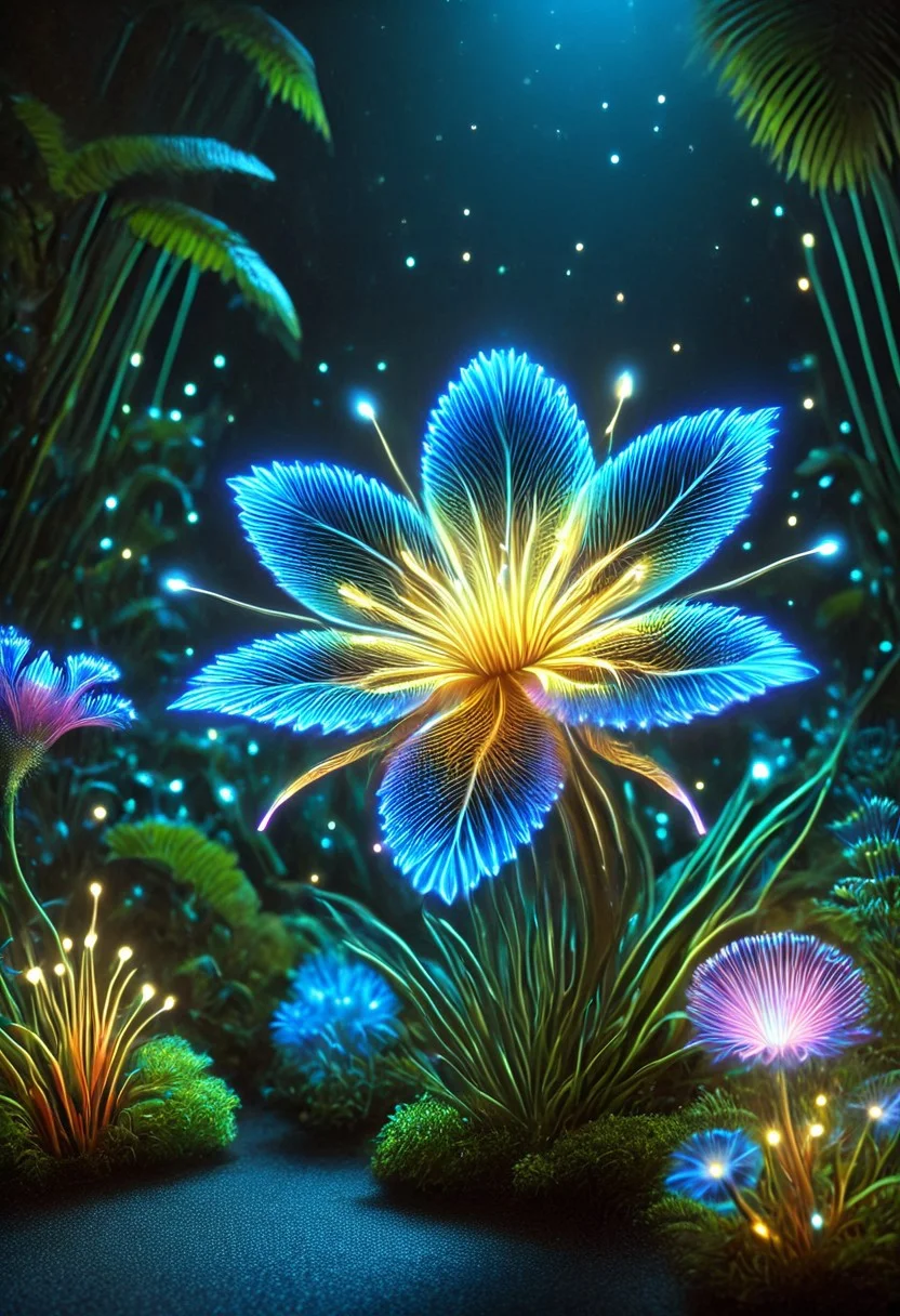 score_9, score_8_up, score_8, masterpiece, high detailed, very detailed, HD, best quality, hyper detailed, ultra detailed, super realistic, close-up, macro 100mm, macro photography,
incredibly beautiful Bioluminescent flowers in bright and saturated colors. Let it be a magical garden filled with exotic plants and bright buds. Add a soft light that creates an atmosphere of calm and harmony. Include a variety of shapes and textures of colors to emphasize their beauty and uniqueness. The background can be blurred to focus on the colors.
dynamic angle, dynamic lighting,