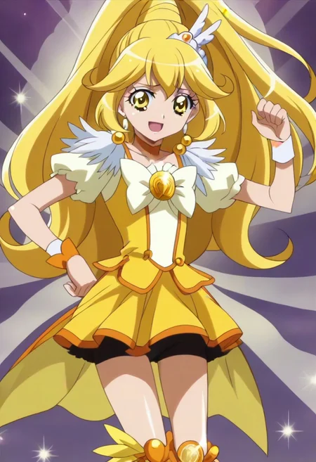 rating questionable, detailed background,yellow hair,yellow eyes,long hair,shiny skin, <lora:curepeace.pony:1>, curepeace,,,,,,,,,,,,,,,,,anime coloring, anime screencap, 1girl,Solo ,, anime,,,,official art, Uncensored ,Unedited ,,,,,,,,,,,,, ,,