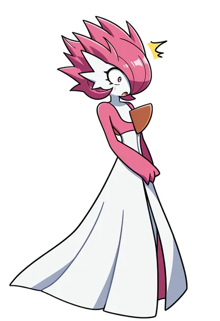 (spikyhair, spiked hair:1.4), solo, gardevoir, blank background, surprised