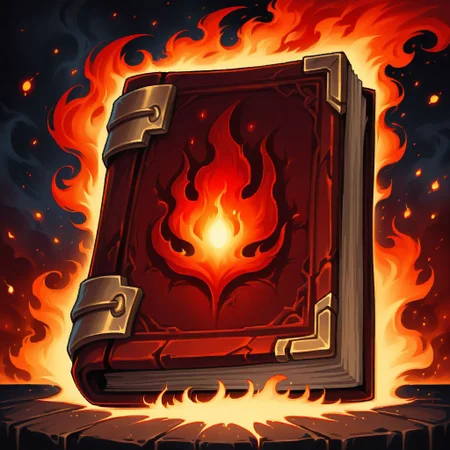 ((masterpiece, best quality)), high resolution, highly detailed, 32k picture,
zzmagicbook, 
red book, glowing, fire symbol,
