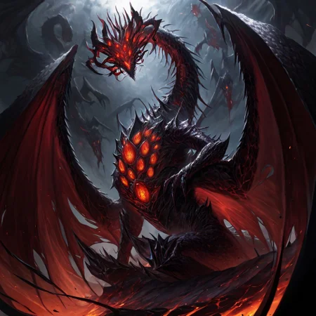 masterpiece, best quality, newest, absurdres, highres,
TWEV1.0, no humans, monster, edlrich, eldrich abomination, giant, dragon, scales, dragon wings, dragon horns, extra eyes,