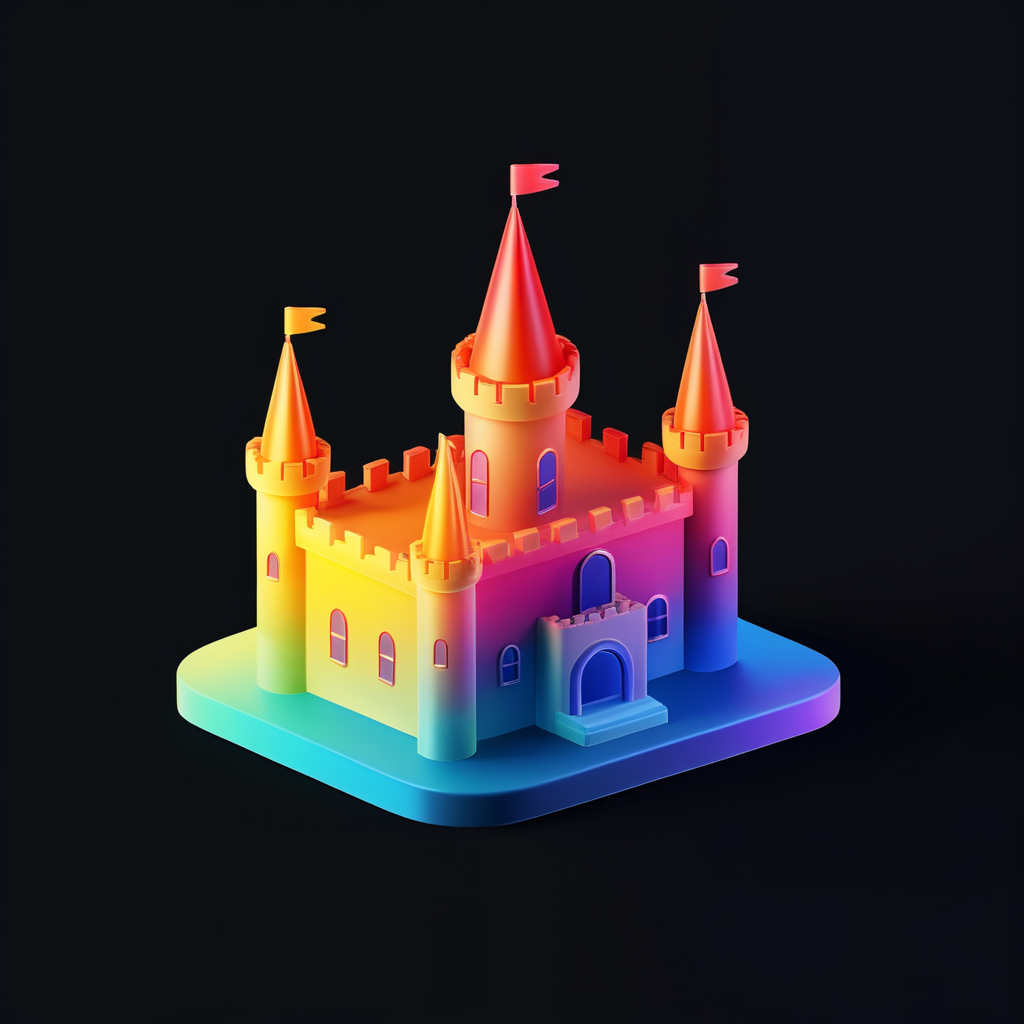 j_icon,a castle,gradient color,black background,