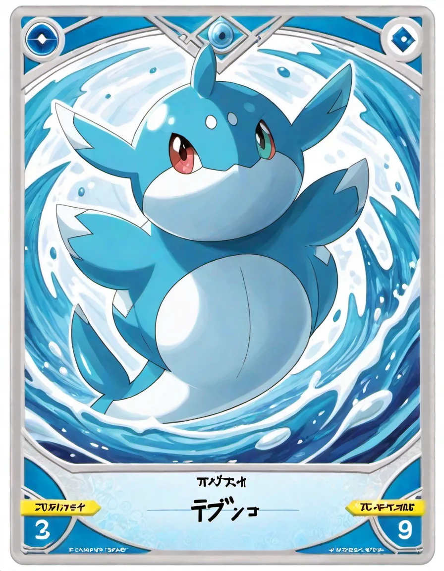 playingcard, tcg, <lora:Playing_cards:1>, pokemon, water type,