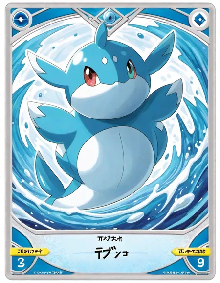 playingcard, tcg, <lora:Playing_cards:1>, pokemon, water type,