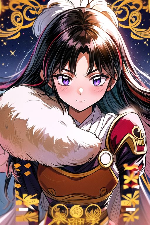 best quality 1girl Setsun4 solo long hair,  (night time) forest background black hair very long hair purple eyes multicolored hair armor, small, (fur trim) (medium body),<lora:EMS-179-EMS:0.800000>,<lora:EMS-293862-EMS:0.800000> bow, hair_bow, hair_tubes, red_bow, brown_hair, long_hair, bangs, ascot, frilled_bow, yellow_ascot, blush, smile, hair_between_eyes, athletic, armor, miko, ,(((intricate outfit,intricate clothes,embroidered outfit,ornate outfit,embroidered clothes,ornate clothes))), laying down, lying down