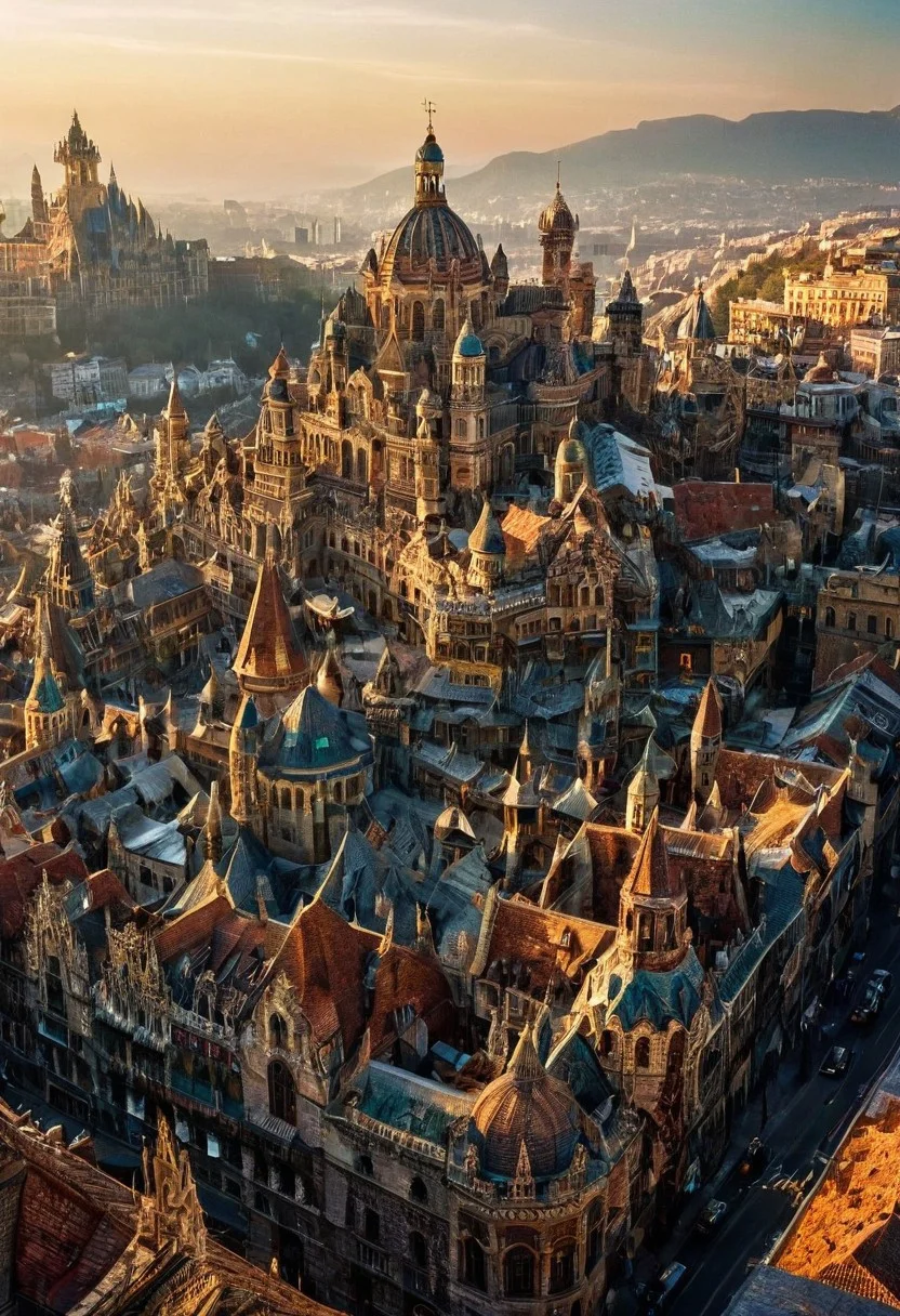 beautifull city, the mystical professional photography, natural lighting, volumetric lighting maximalist. intricately detailed, complex, elegant, expansive, fantastical, film photography style, heavy grain