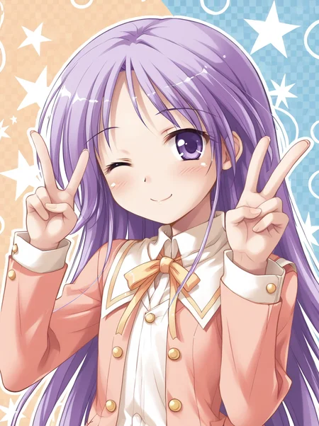detailed background, shiny skin, posing, rating safe,
<lora:watajun.pony:1>,
watajun,
one eye closed, v, peace,