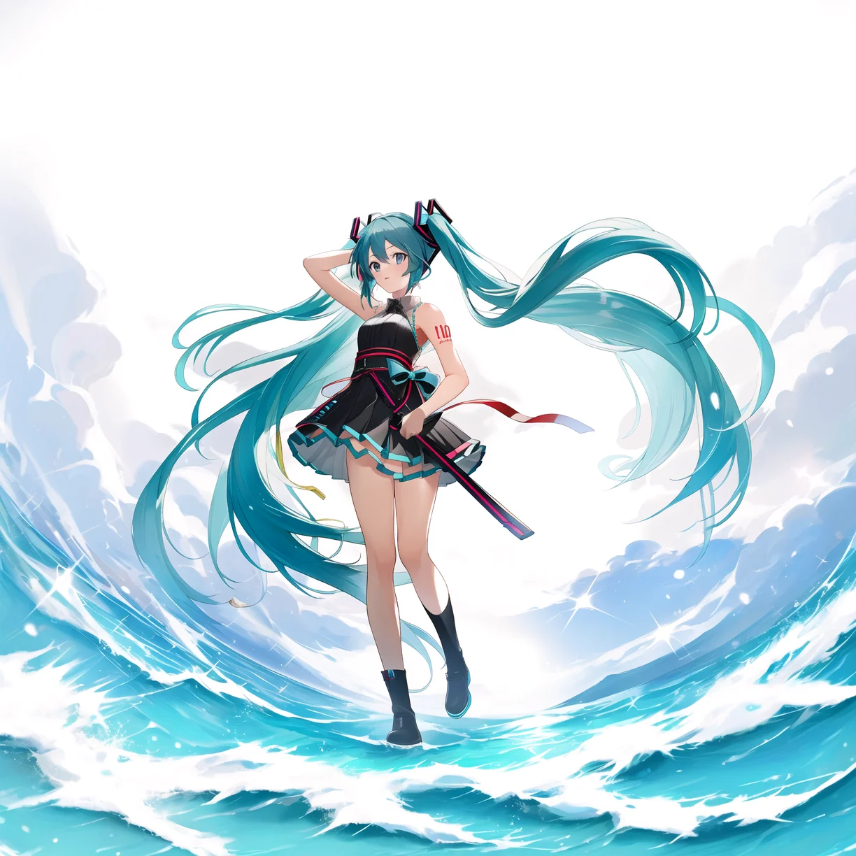 masterpiece, high quality, best quality, absurdres,arknights-style ,1 girl ,full body, hatsune miku,
<lora:arknights-style-000008:0.8>