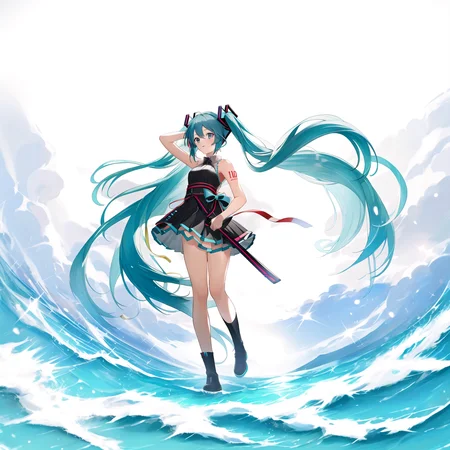 masterpiece, high quality, best quality, absurdres,arknights-style ,1 girl ,full body, hatsune miku,
<lora:arknights-style-000008:0.8>