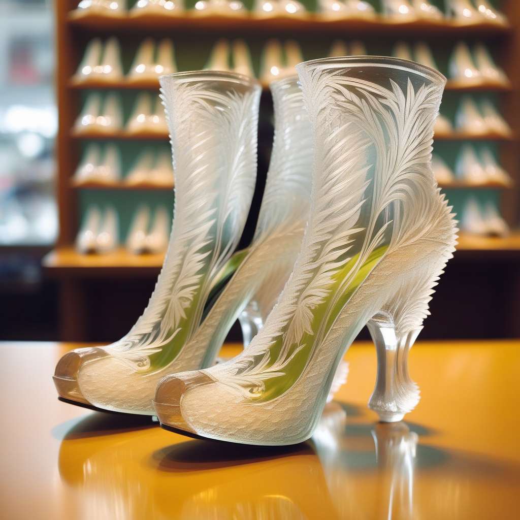 Fine-Cut Glass shoes in a shop