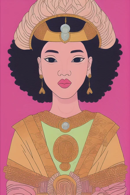 best quality, neon-pastel, a portrait of the queen