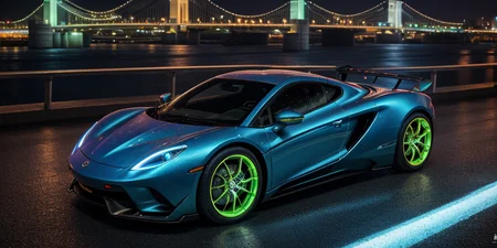 (((award winning photo))) of futuristic car, (at the weel bottom focus, bottom view), Splash, water, (masterpiece, best quality), (sharp focus:1.2), Masterpiece cinematic photo, photograph cinematic illustration (Focus on the car) with big_tires, reflective, hyper detailed, ultra sharp, film, ultra realistic, ((best quality, symmetry)), ((masterpiece)), ((realistic)),  silicone, metal, (highly detailed, fine details, intricate), Stands on the embankment of Moscow.  (no_humans) cityscape background, night, starry sky, neon glowing, red, blue, green, eyllow, white, Roxo, (Several). 35mm epiCPhoto , film, bokeh, professional, 16k , highly detailed, by hajime sorayamawatercolor, (photorealistic illustration), (intricate details), unity, 16k, wallpaper, ultra detailed,