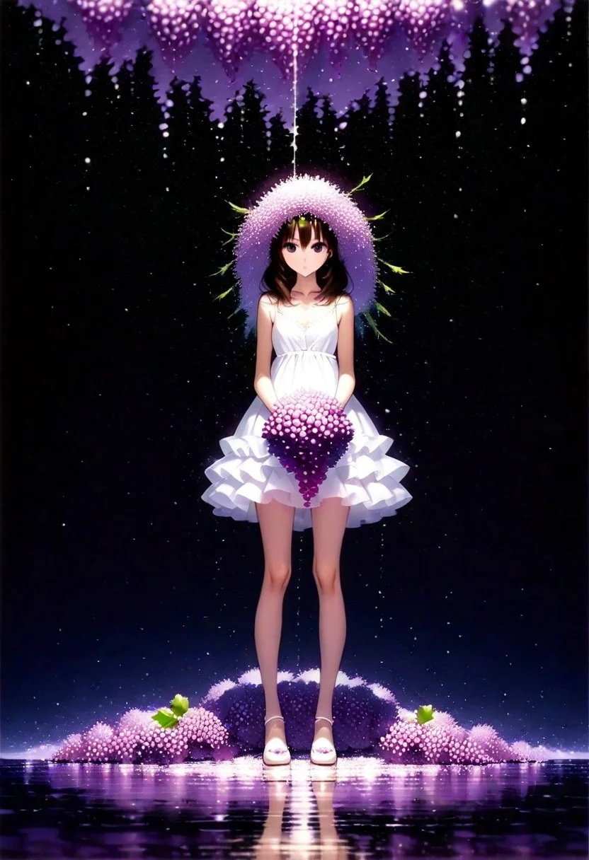 Masterpiece, best quality, 1girl, made from grapes