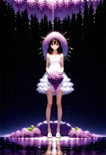 Masterpiece, best quality, 1girl, made from grapes