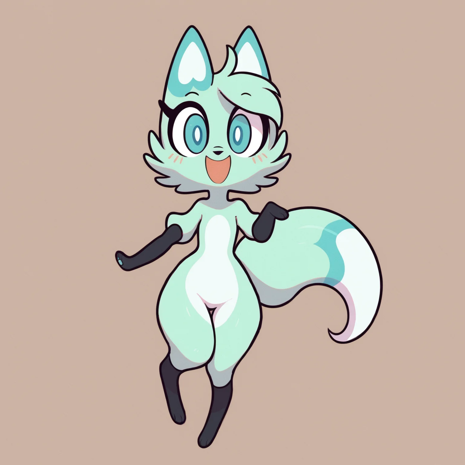 score_9, score_8_up <lora:Slushi-PONY:0.8> slushi, solo, female, full body, looking at viewer, happy, simple background, anthro