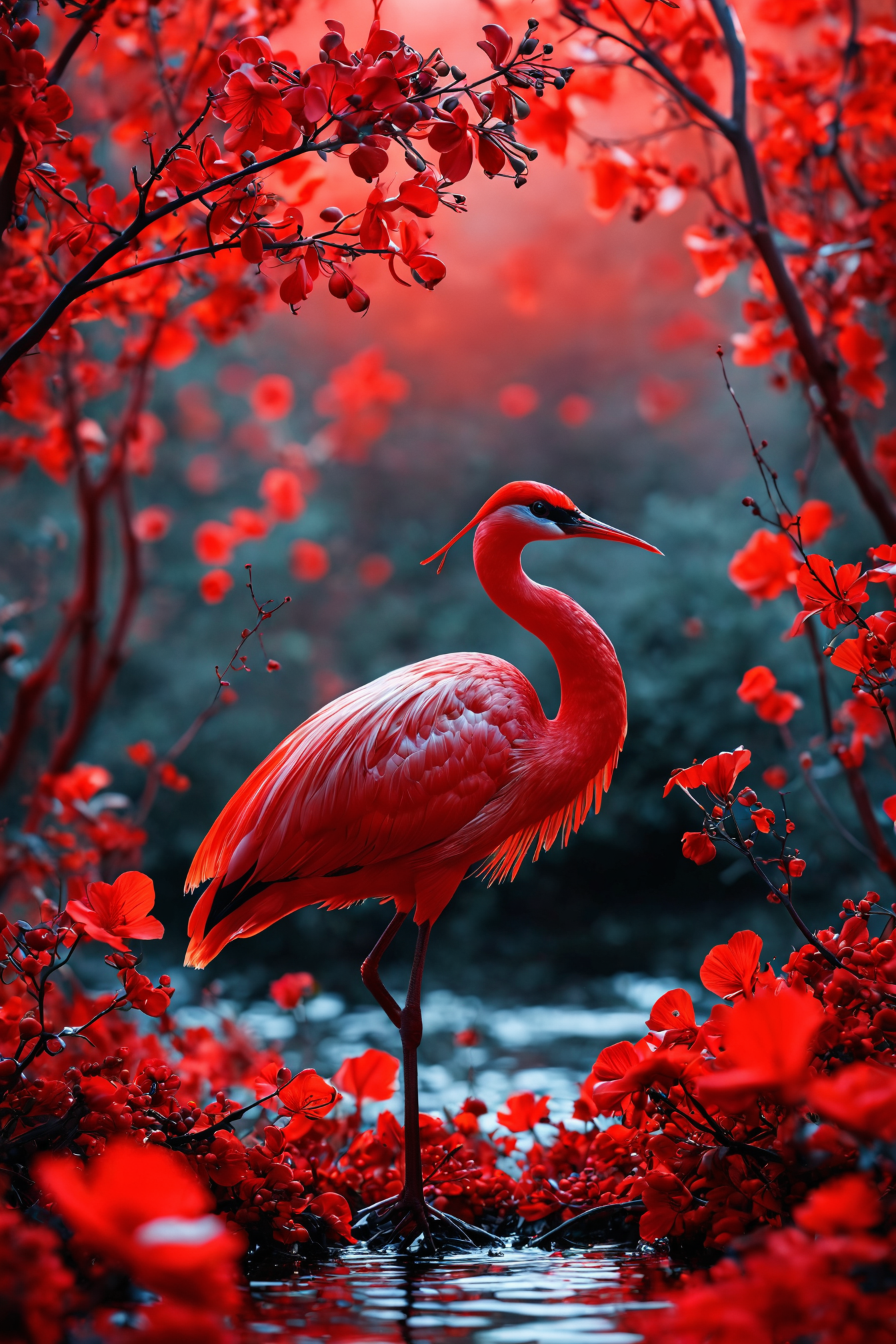 (Wildlife Photography by Alaa Al-Marjani and Luigi Veronesi:1.2), award winning,
environment occlusion,
(aesthetic of surrealism with translucent atmosphere:0.5),
distinctive pinnacle of creativity with precise details,
(poppyred and ruby colors:0.1),
<lora:MJ52:0.5>