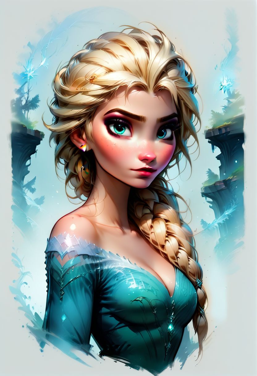 Faded Headshot, faded bottom, faded edges ,score_9,score_8_up,score_7_up,score_6_up,score_5_up, rating_safe,
1girl, Elsa, Disney, \(Frozen\)/,(ultra HD quality details), blue eyes, blonde hair, single braid, single braid over shoulder,
blue dress, bare shoulders, long sleeves, bare shoulder, cleavage,
beautiful, centered, looking at the camera, approaching perfection, dynamic, moonlight, highly detailed, watercolor painting, artstation, concept art, smooth, sharp focus, illustration, portrait, close up
medium breasts,