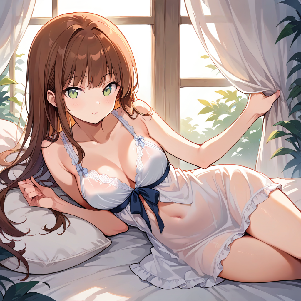 score_9, score_8_up, score_7_up,  <lora:Alaya:0.8> 4l4y4, on bed, nightgown, body pillow cover, multiple views, source_anime, ntm