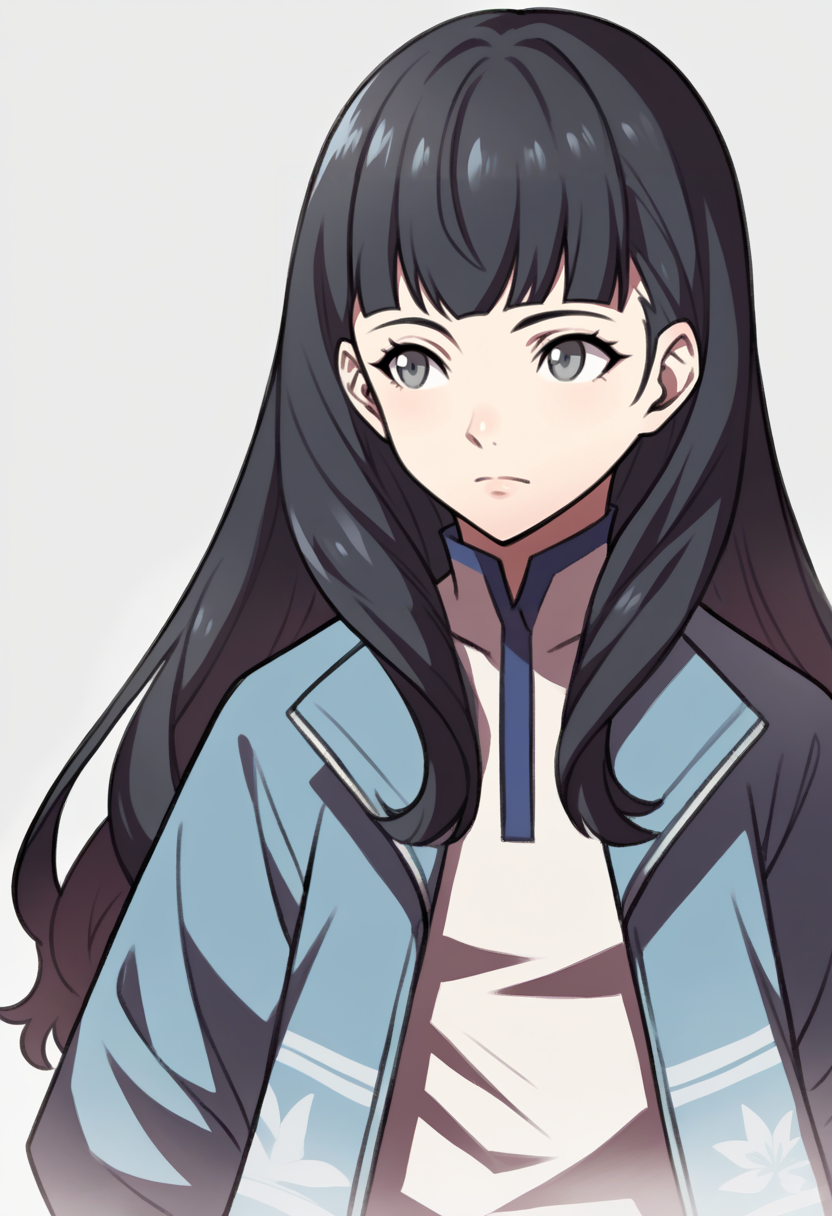 score_9, score_8_up, score_7_up, source_anime BREAK 1girl, solo,
<lora:zs_AwakeningPortraitsXL:1> awakeningportraits, portraits, white background
<lora:zs_TaoXL:1> taosmtv, long hair, black hair, blunt bangs, grey eyes, jacket, shirt,