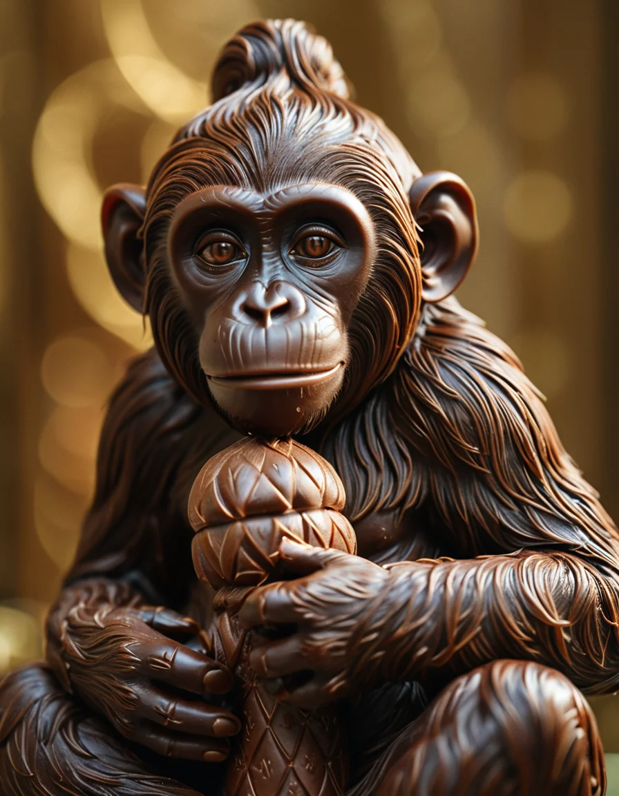 cinematic still 1monkey, made from chocolate, portrait . emotional, harmonious, vignette, 4k epic detailed, shot on kodak, 35mm photo, sharp focus, high budget, cinemascope, moody, epic, gorgeous, film grain, grainy, 1monkey, made from chocolate, portrait, intricate, detailed, perfect composition, dramatic light, sharp focus, magical atmosphere, fine new, shiny, highly detail, inspired, colorful, surreal, aesthetic, beautiful, dynamic, ambient background, professional, full creative, fair, winning, vivid, true colors, color, radiant, loving, pure, positive, thought, glowing