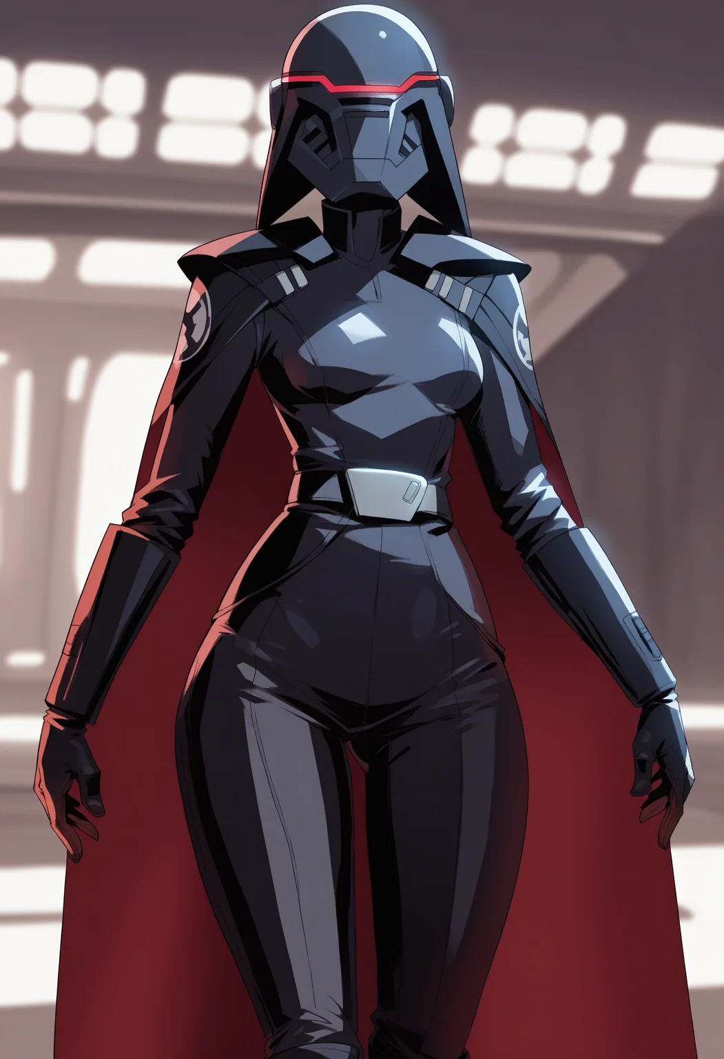 score_9, score_8_up, score_7_up, score_6_up, 2d, rating_questionable, rating_safe,
BREAK
Trilla, helmet with red visor, star wars,
armor,black gloves,tight bodysuit,black cape,black pants,
close up, solo, standing, front view, medium breasts, wide hips, lightsaber, holding lightsaber,
indoors, sith base, science fiction, <lora:Trilla:0.8>, <lora:balsamique-guy-PONYv1:0.8>,