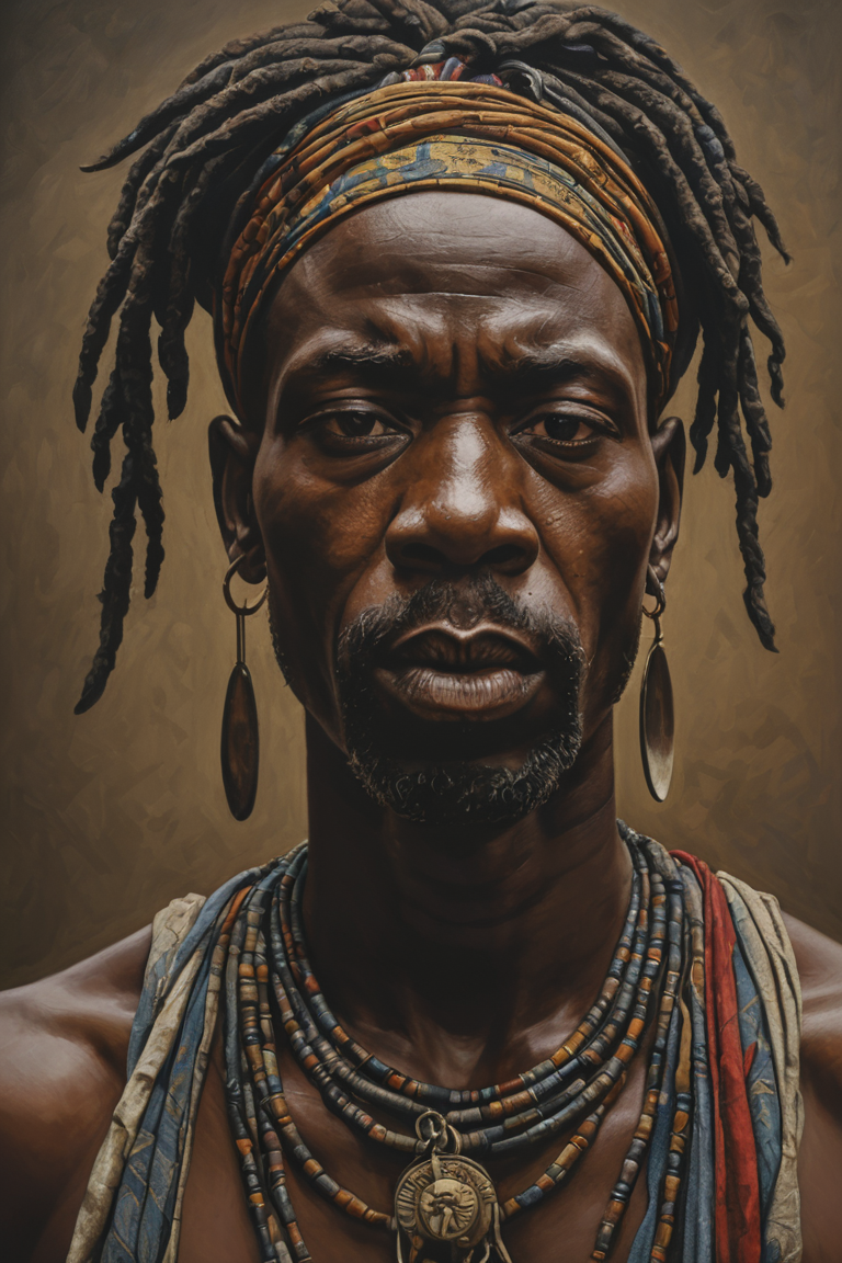 oil painting of african man,dark shot,dramatic,extremely detailed,intricate,by Greg Rutkowski