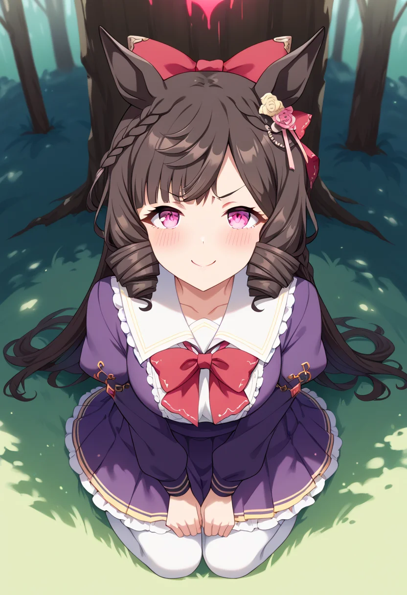 score_9, score_8_up, score_7_up, best quality, masterpiece, source_anime, zPDXL3, BREAK, <lora:daiichi_ruby_umamusume:1> ,daiichi_ruby_(umamusume), tracen_school_uniform,, close-up, Leaning against an invisible tree, naughty face, female pervert, in heat, aroused smile, pervy gin , lowered eyelids, v-shaped eyebrows, torogao, frenzy,, abandoned moldy city, post-apocalypse , grass , rubble, overgrown vegetation, sunlight, scifi,,