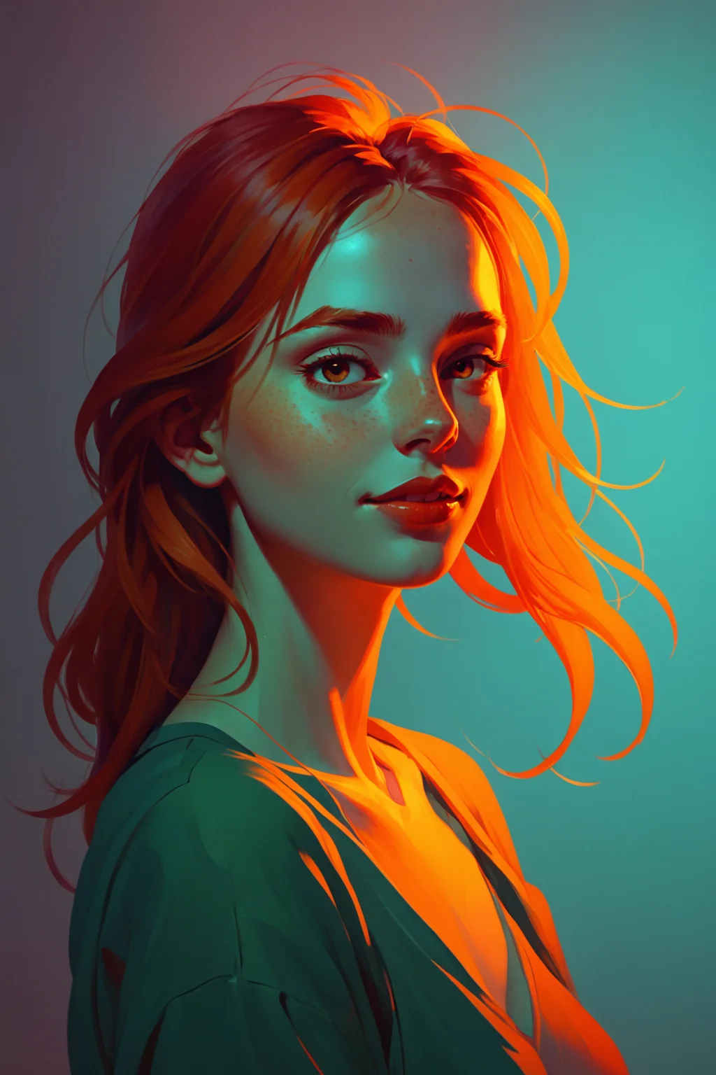 Chiaroscuro Lighting Style <lora:Chiaroscuro Lighting Style:1.00> ,by Atey Ghailan and Alena Aenami, , red_haired , <lora:EnvyDigitalIllustrationXL02:0.75>