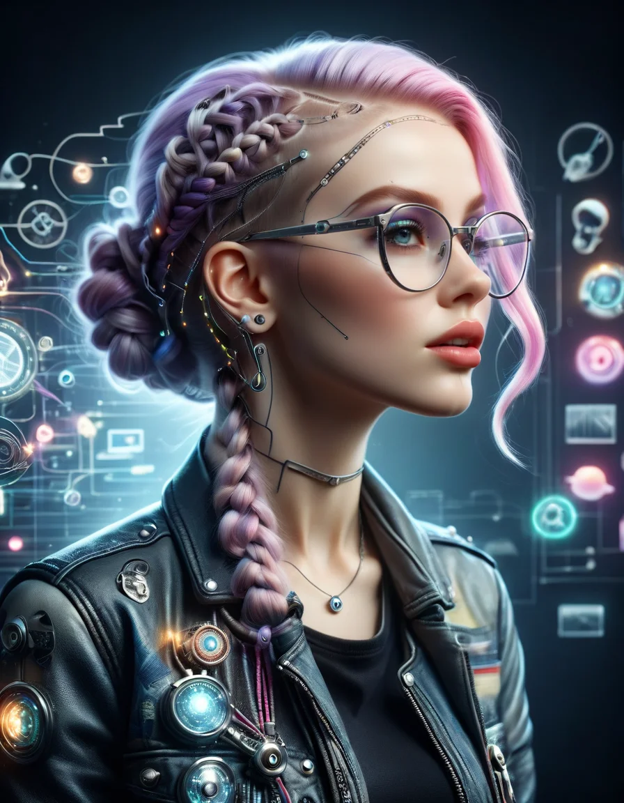 Light Projection,a portrait of a beautiful woman painted on wall with light,stunning beauty,soft light, pastel colors, muticolore hair, punk, line art,simple background, modernism, glowing lips, piercings, lips closed, light smile, masterpiece, natural style, braids, neon, detailled iris, rich woman, big glasses, nerd, ral-iontivevisions <lora:ral-iontinvevisions-sdxl:1> ral-iontivevisions landscape