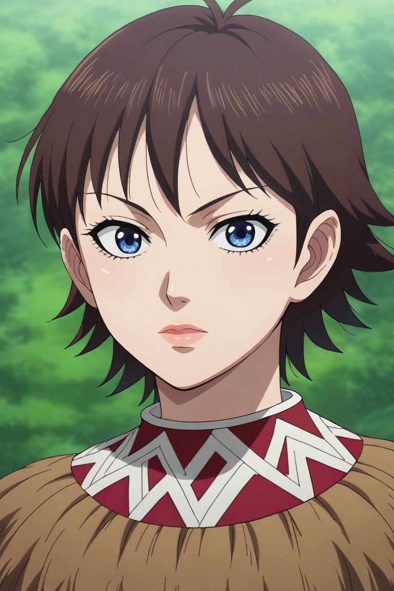 score_9, score_8_up, score_7_up, source_anime, rating_safe, intricate details, anime screencap, anime coloring, official style, looking at viewer, depth of field, 1girl, solo, <lora:he_liao_diao_pony:0.84>, he_liao_diao, brown hair, blue eyes, short hair, lips, , , <lora:sdxl_lightning_8step_lora:1>