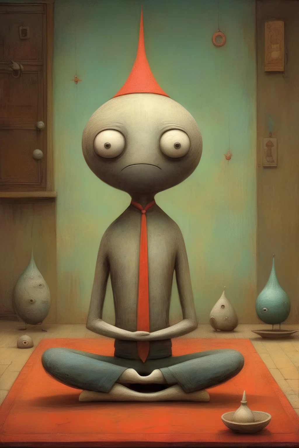 <lora:Shaun Tan Style:1>Shaun Tan Style - Character in yoga pose