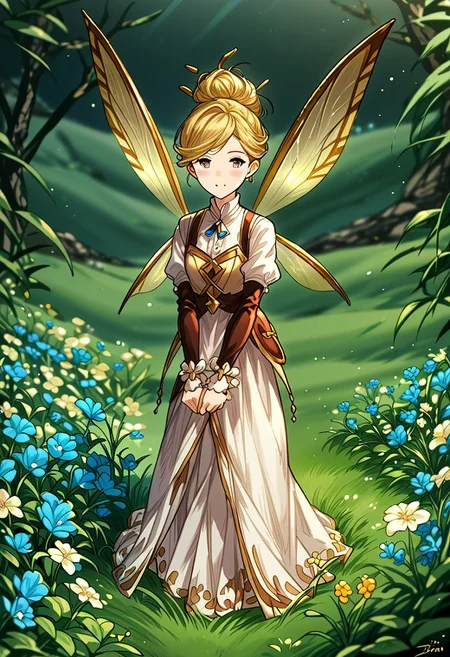 <lora:granblue_fantasy_v2:0.45>,<lora:Expressive_H:1>, score_9, score_8_up, score_7_up,  solo,  source_anime, solo, dark faerie, fancy, size difference, short, very tiny woman, size, mini woman, insect wings, character focus, outdoors, giant flowers, field of flowers, depth of field, gbfpxnl, Expressiveh, very small female, t1nyg1rlz,