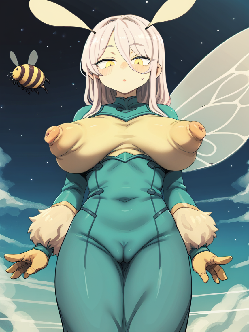 score_9, score_8_up, score_7_up, score_6_up, score_5_up, score_4_up, source_anime, source_cartoon, best quality, masterpiece, 4k, uncensored, perfect lighting, rating_explicit, very aesthetic, anime BREAK
1girl with (large nipples), breast focus,
light red hair Chignon,
(flutter sleeve top), (covered nipples),
large breasts,
bee_(deadflow),
 space, yellow eyes, zzzzk <lora:breasts++-PD-large_nipples-1.0:0.8>