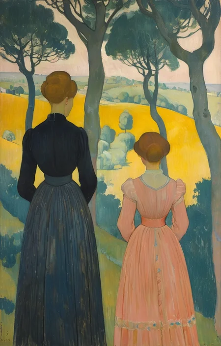 masterpiece,best quality,<lora:tbh380-sdxl:0.6>,illustration,style of Maurice Denis portrait of family