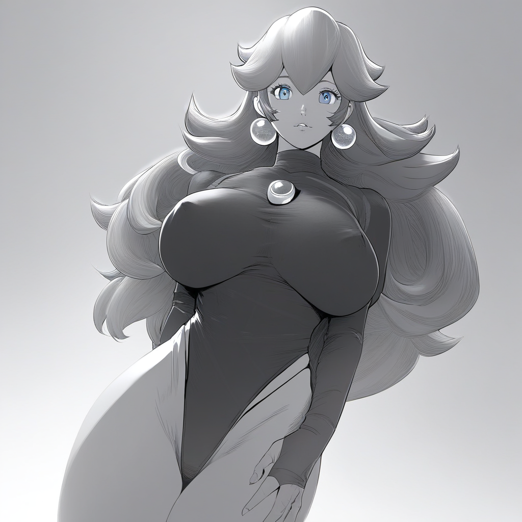 T3KUH0, source_anime,  artist style:Urushihara Satoshi, source_hentai, source_anime,1woman, looking at viewer, facing viewer, score_9, score_8_up, score_7_up, score_6_up, 1girl, solo, solo focus,(princess_peach), long hair,  huge breasts, covered nipples, swimsuit, thong, perfect face, perfect eyes, sexy, sexy girl, seductive, beautiful eyes, petite body, wide hips, posing, dynamic angle,