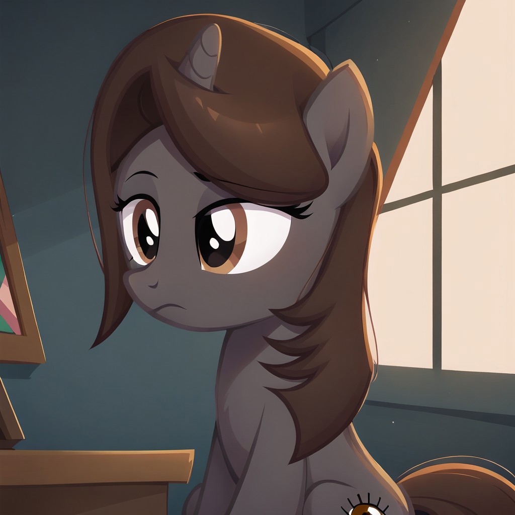masterpiece, perfect detail, best high quality, source_pony, show accurate, cute, 1girl, solo, female, oc:sonata, pony, cool light, bluetone, detention center, prison, behind bars, sitting, frown, dejected frown, sad, lidded eyes, beautiful, looking down, score_9, score_8_up, score_7_up, score_6_up, score_5_up, score_4_up