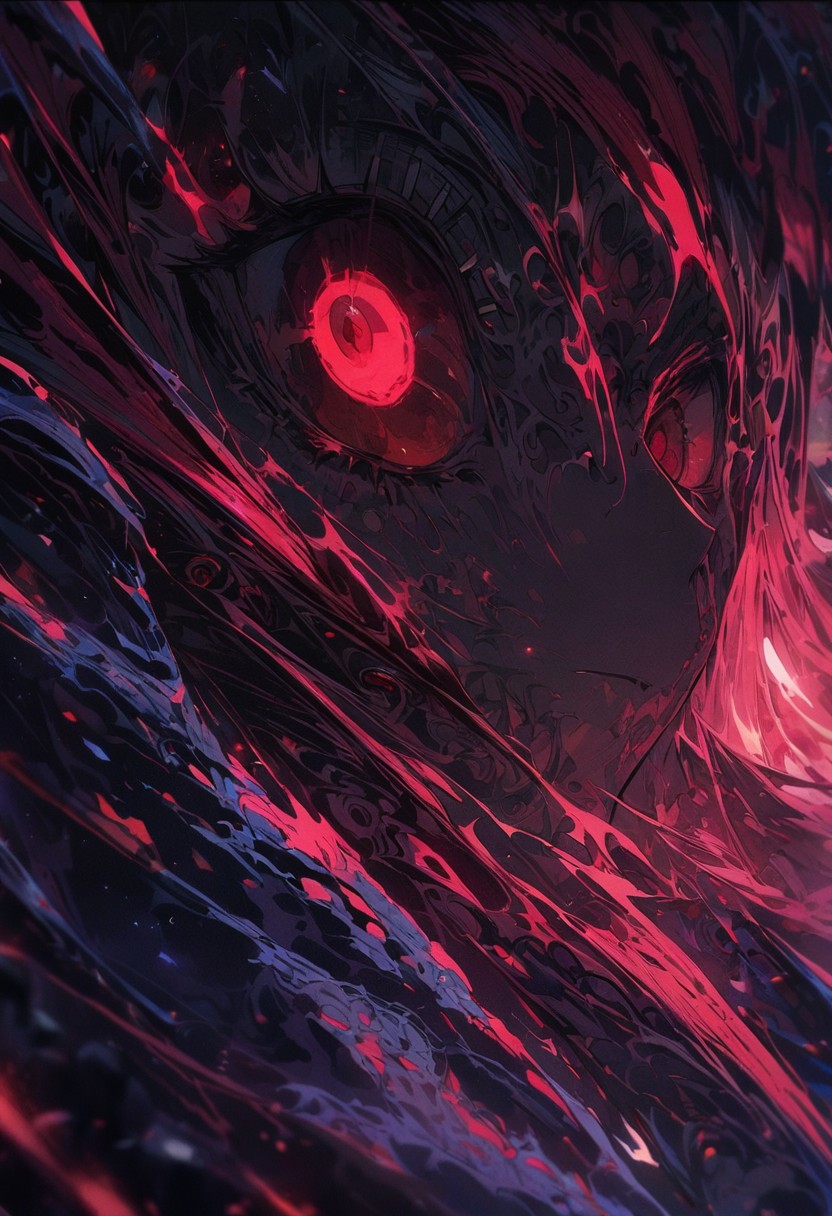 far away, extremely detailed, abstract, time is ticking, creative, crystal clear, ((grim)), red eyes, judgmental look, red glow, cosmic horror, it watches, in the depth of space, (masterpiece), (best quality), (ultra-detailed), very aesthetic, illustration, perfect composition, intricate details, absurdres, (anime, masterpiece, intricate:1.3), (best quality, hires textures, high detail:1.2), (4k),(incredibly detailed:1.4) 
masterpiece:1.2, best quality:1.5, highly detailed, depth of field, cinematic lighting, intricate, 8k wallpaper, cg, sharp focus,