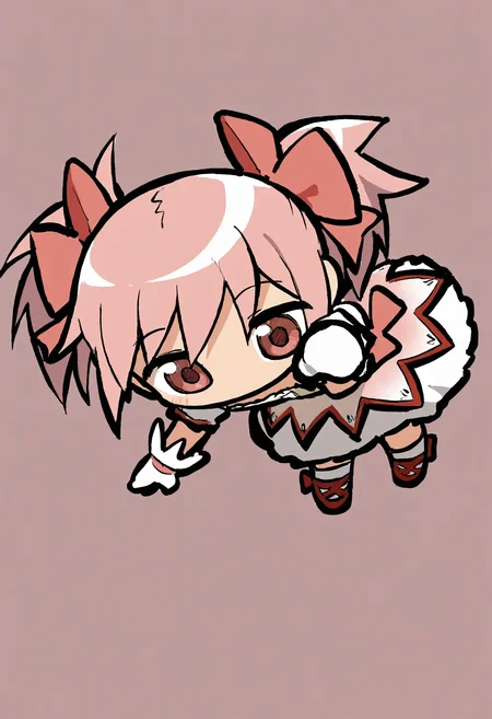 odyk, jaggy lines, masterpiece, best quality, absurdres, very aesthetic, highres, very awa,
1girl, chibi, simple background, kaname madoka,
<lora:odyk:0.8>