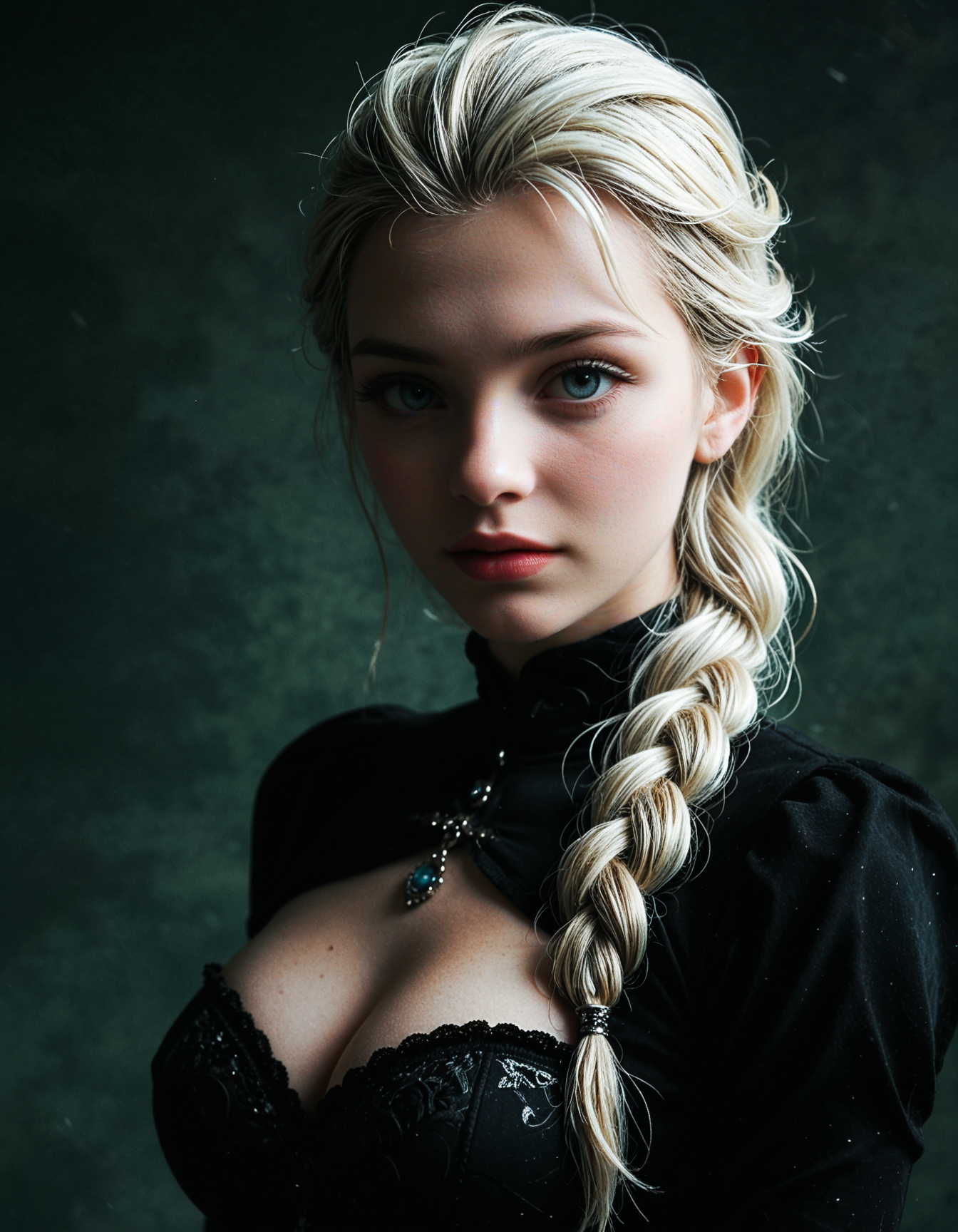 <lora:sdxl\add-detail-xl:2> <lora:sdxl\STNST:0.5> STNST, retro aesthetic, vintage, gothic, intense, eerie, (Stunning photography, captivating features, depth, artistic composition, balanced lighting, exquisite creative shadow play ,  :1.3). green theme, vivid colors, color contrast, saturated, (big_eyes, dilated pupils, detailed skin texture:1.3). (hot Elsa Cohen, high cheekbones.:1.3) score_9, score_8_up, score_7_up, 1girl, 28 years old, big_eyes (doyagao:1.3), dark blue hair, multicolored hair, split-color hair  medium hair, ponytail, bangs, wispy bangs, mole, mole_under_eye, huge breasts, , skinny, blue eyes, , lipstick  standing, contrapposto, arms_behind_head,  rabbit_girl, rabbit_ears, rabbit_tail, (seafloor:1.2). from_above