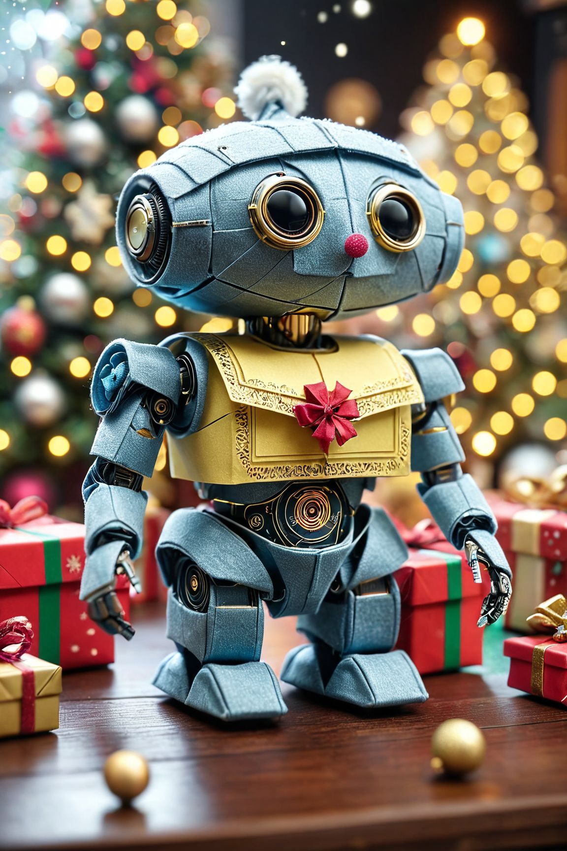 <lora:Post-It-Christmas-v1.0.7:1> post-it Christmas,
masterpiece, 4k, ray tracing, intricate details, highly-detailed, hyper-realistic, 8k RAW 
 cute robot with whimsical elements.
cinematic light, dramatic light, shallow depth of field,  high budget, bokeh, cinemascope, film grain, grainy,