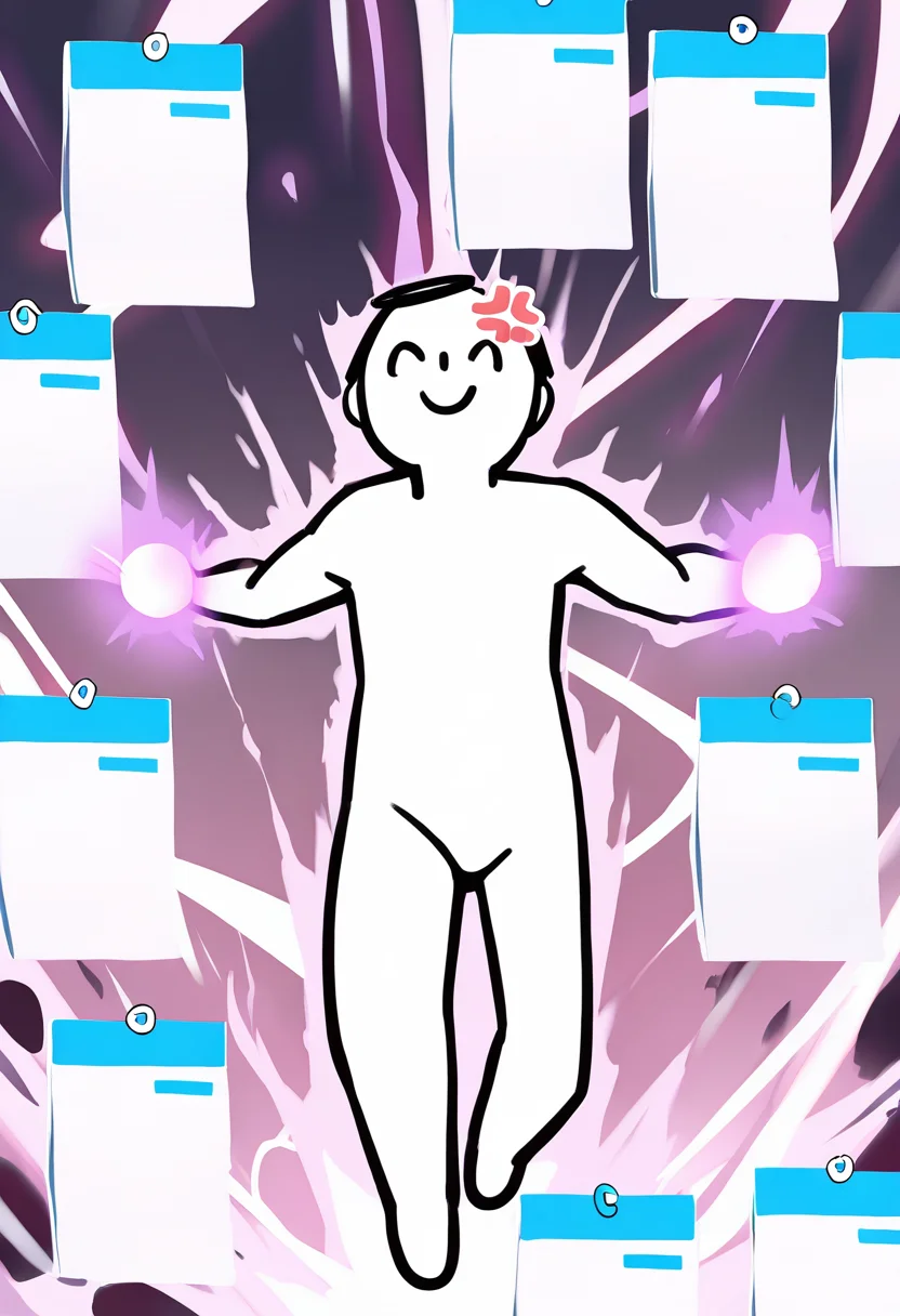 masterpiece,best quality,very aesthetic,newest,absurdres,1boy,full body,solo focus,solo,
kaede \(yumesaki kaede\),arona's sensei doodle \(blue archive\),powering up,energy,floating,anger vein, envelope,