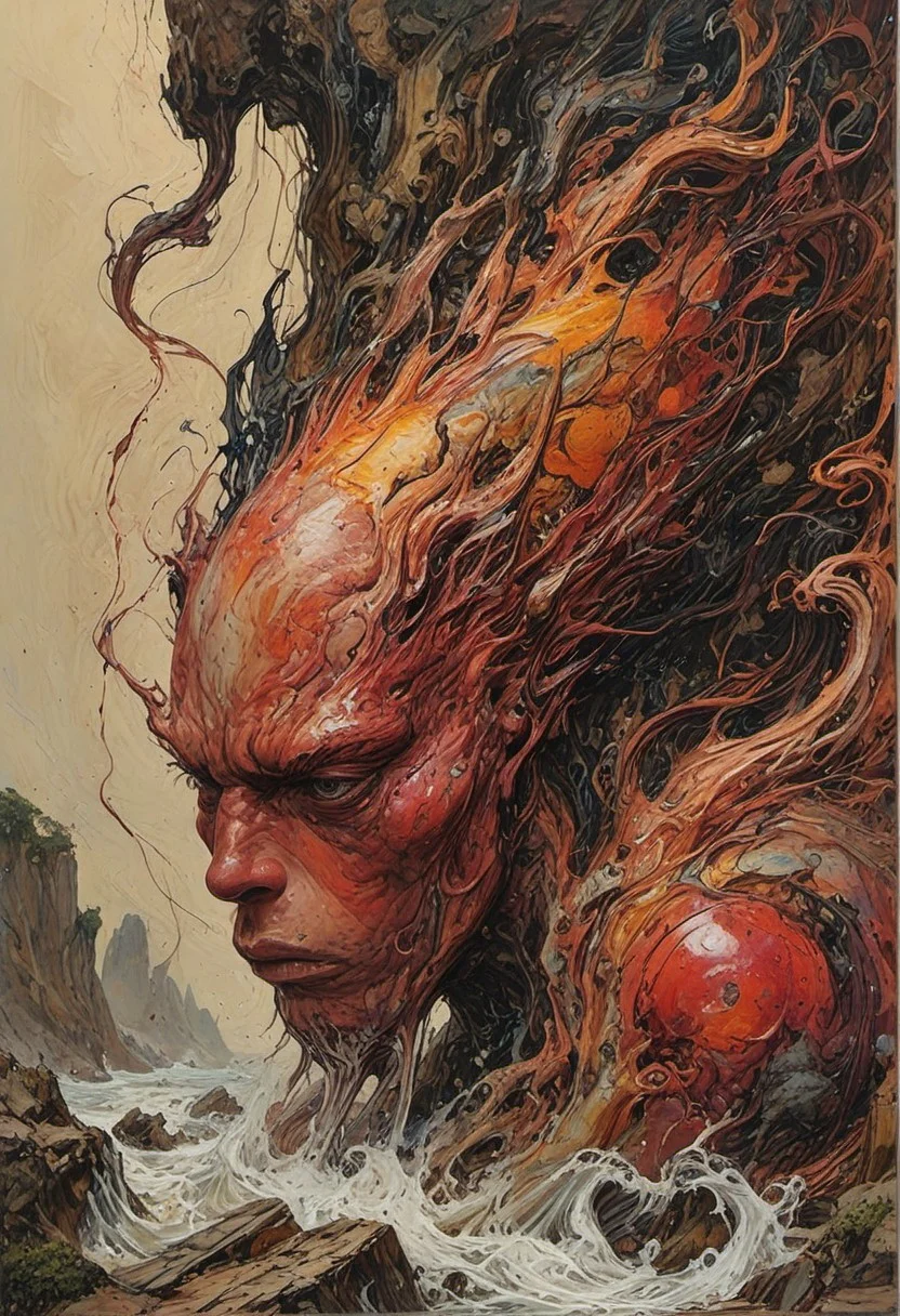 The composition includes  existence , aaron horkey, in the background, a painting of "Three Studies of Lucian Freud" by Francis Bacon in behance hd, cmyk portrait, multi colored, defiant and beautiful, cmyk, expressive eyes!! intricate, 🐎🍑, beautiful iphone wallpaper, medium [ graffiti ], by Sun Kehong, 32 colors, splashes of liquid, towering mountains loom, all interwoven to create a sense of rhythm and flow.  landscape, one altered element can send the entire scene careening into peace.