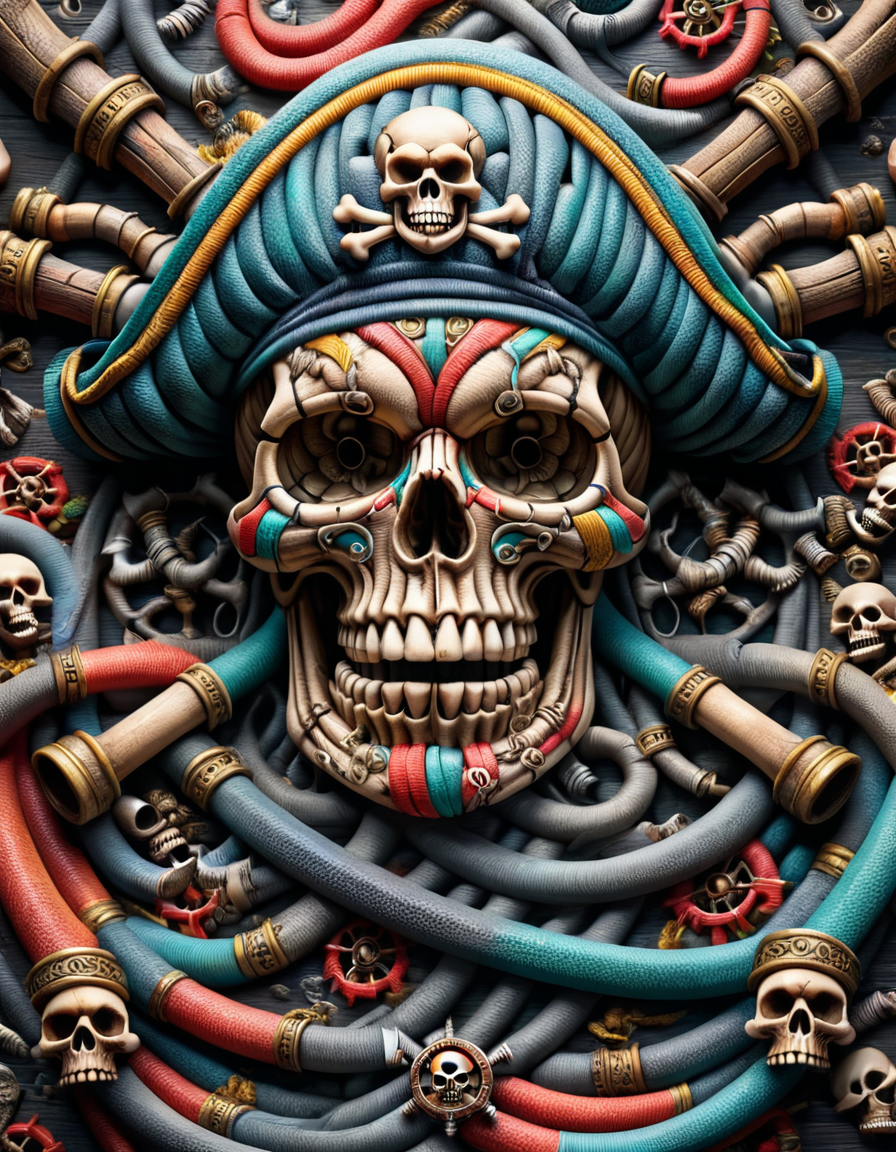 masterpiece, best quality, 4K, 8K, ultra detailed background, delicate pattern, complex detailed background, colorful studio lighting, fantastic, skull pirate <lora:ral-watrho:1> ral-watrho
