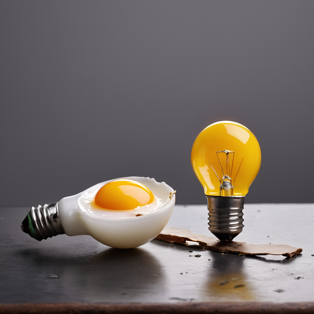 cinematic film still of <lora:Juxtaposition style:1>
Juxtaposition of a broken light bulb sitting on top of a table with yellow egg yolk,simple background,grey background,no humans,bottle,food focus,still life,liquid Juxtaposition, artistic, photography, dramatic light, dramatic shadow light, contrast, saturated color, cinematic, filmic, photographic, realistic, realism, perfection, perfect, Juxtaposed, opposite, different things, side by side, syncretism, antithesis, Juxtaposition style, shallow depth of field, vignette, highly detailed, high budget, bokeh, cinemascope, moody, epic, gorgeous, film grain, grainy