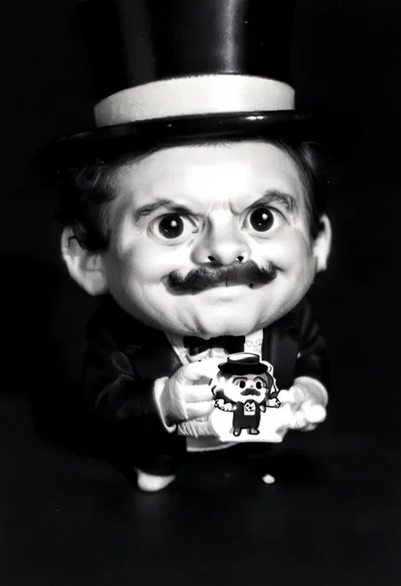 ((((((black and white,chibi)))))),((small man with mustache, top hat, kenbis, chibi, chibi, male only, male, male chibi, monocle, art deco, thick mustache, comically large mustache, handlebar mustache, tiny, multiple men, shrunk, microxl, some little guys, high angle, from above)), bwMovies, realistic, photo, vintage photo, ((very small man, small man, a small man, a man who is small, a small man)), an unapologetically small human male, black and white, smiling, very happy, euphoric, ecstatic, wonderful small men, large smile, huge smile